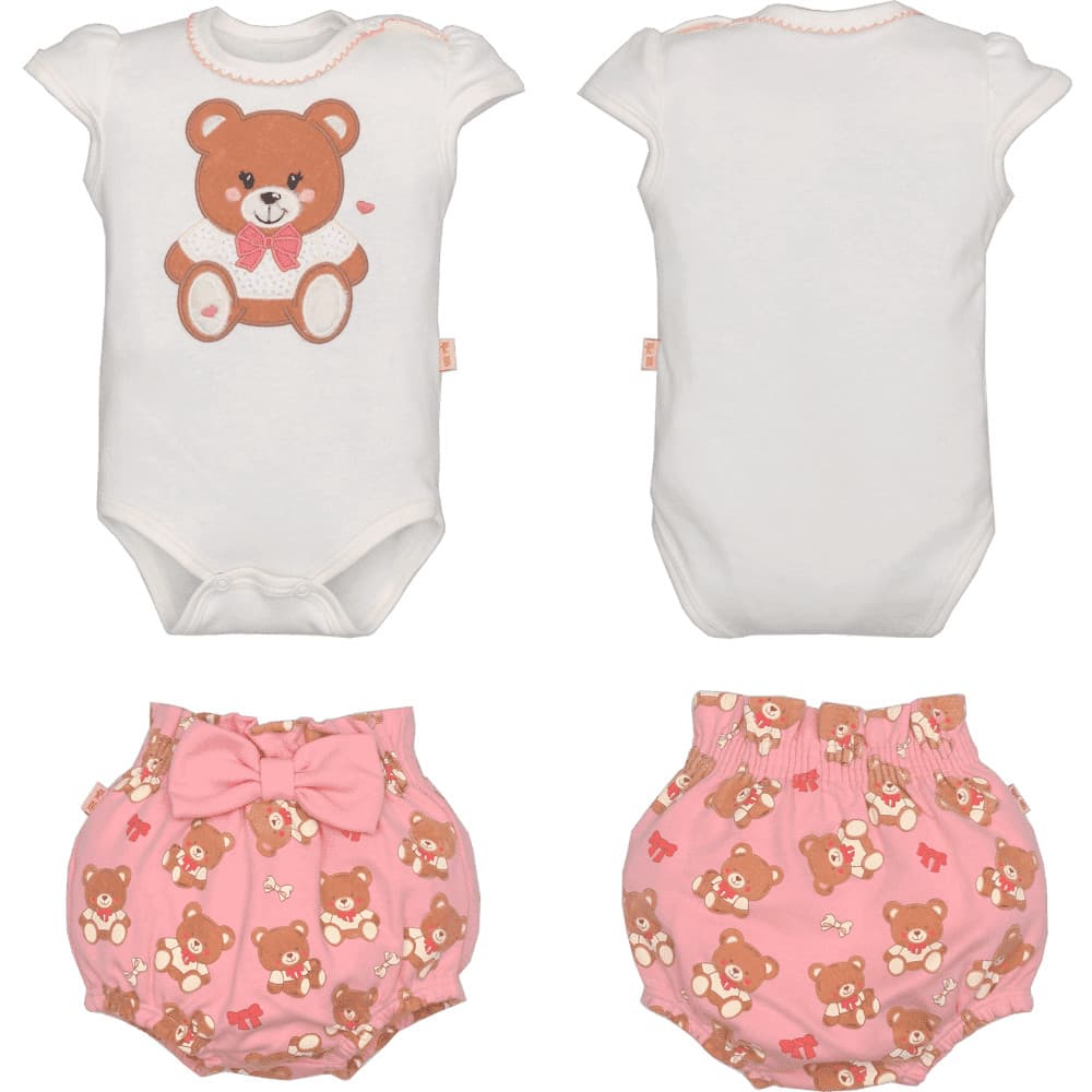 Body Com Tapa Fralda Bebê Menina Suedine Estampado Upi Uli