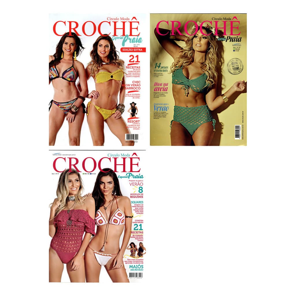 3 Revistas Círculo Moda Biquínis Maiôs Crochê Praia Piscina