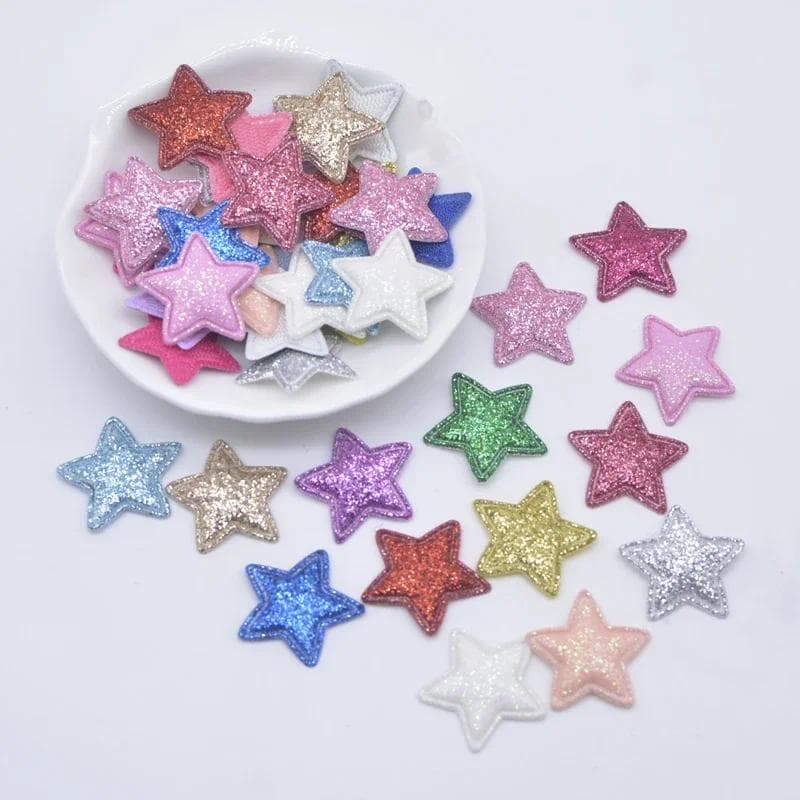 100Pcs 2.2cm Bling Star Applique para DIY Headwear Clips de cabelo Decoração Roupas Chapéu Artesanato Patches de costura