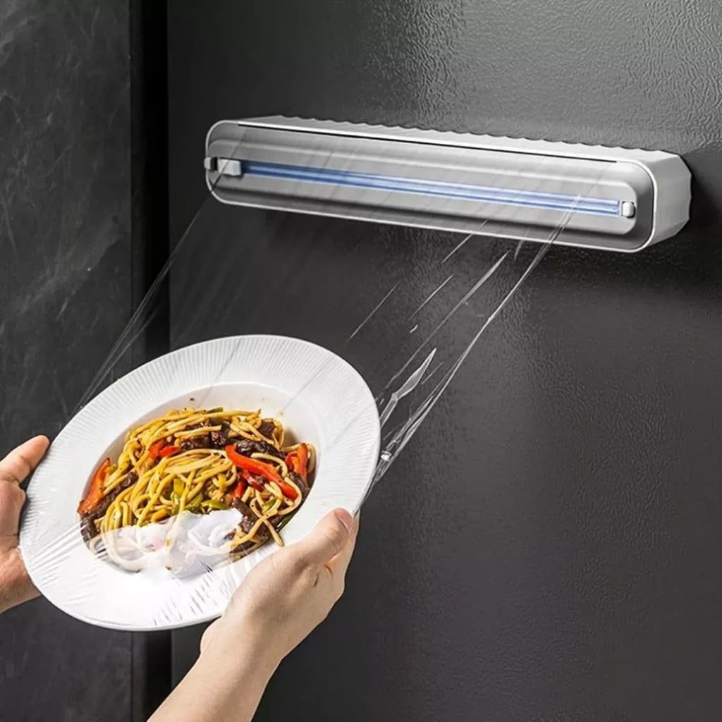 Cortador De Plástico Filme Suporte Ajustável Dispenser Plástico Filme Descartável Ventosa