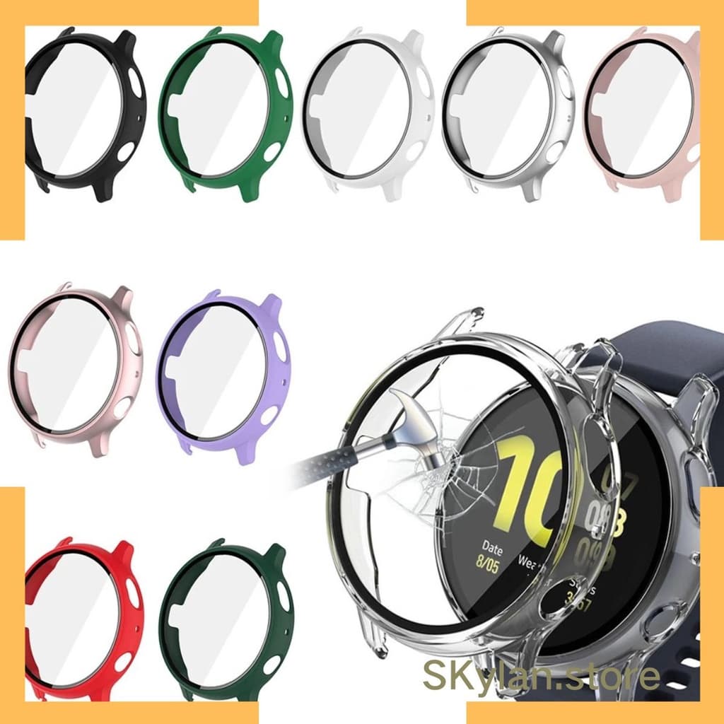 Capa Samsung galaxy watch active 2, 44mm, 40mm, cobertura completa, pára-choques, vidro temperado, capa protetora