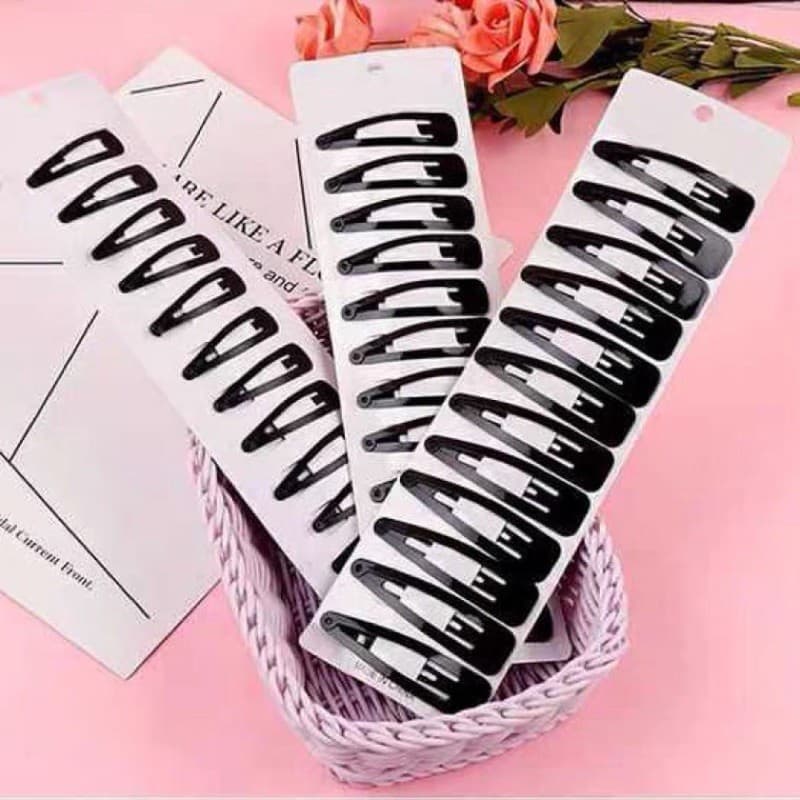 KIT 12 CARTELA 120 Unidades Presilhas Prendedores de Cabelo Tic Tac Na COR PRETA Entrega Pronto