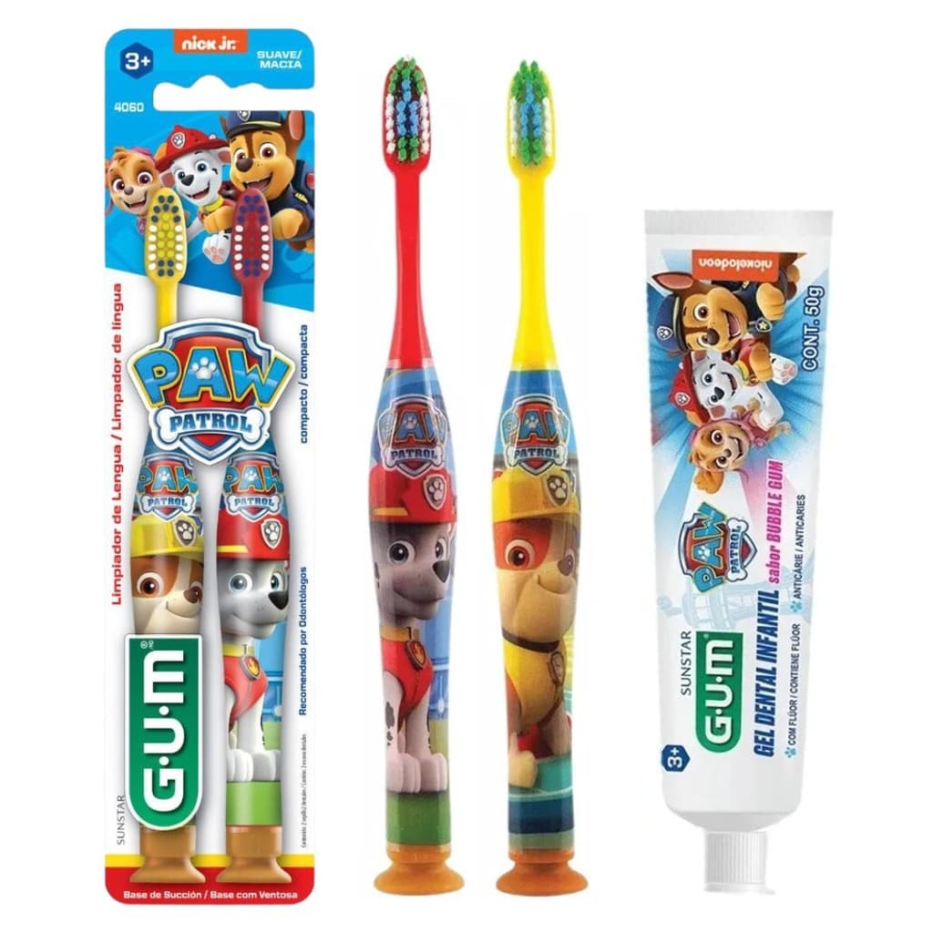 Kit Escova Infantil Patrulha Canina Gum 2 un + Gel Dental
