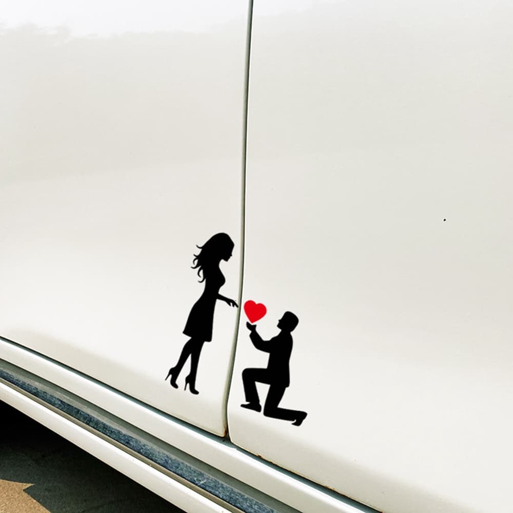 Proposta De Amor Autocolante De Casal De Carro , Romântico Casamento Kneel On One Knee Decoração Pára-Brisas Traseiro Para Noivado
