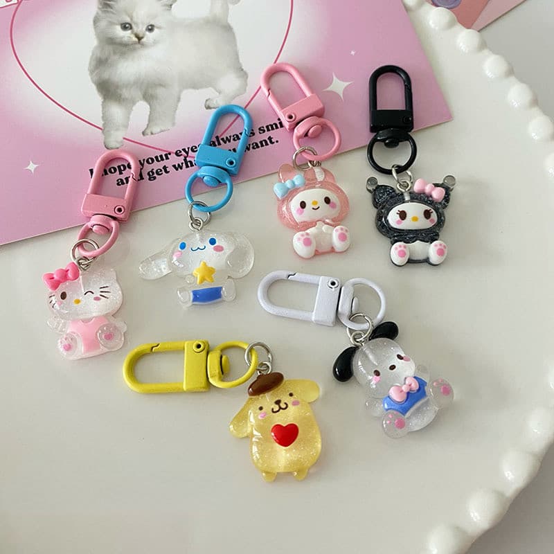 Chaveiro Transparente Intermitente Porta-Chaves Lindo Saco de Cartoon Pingente Presente