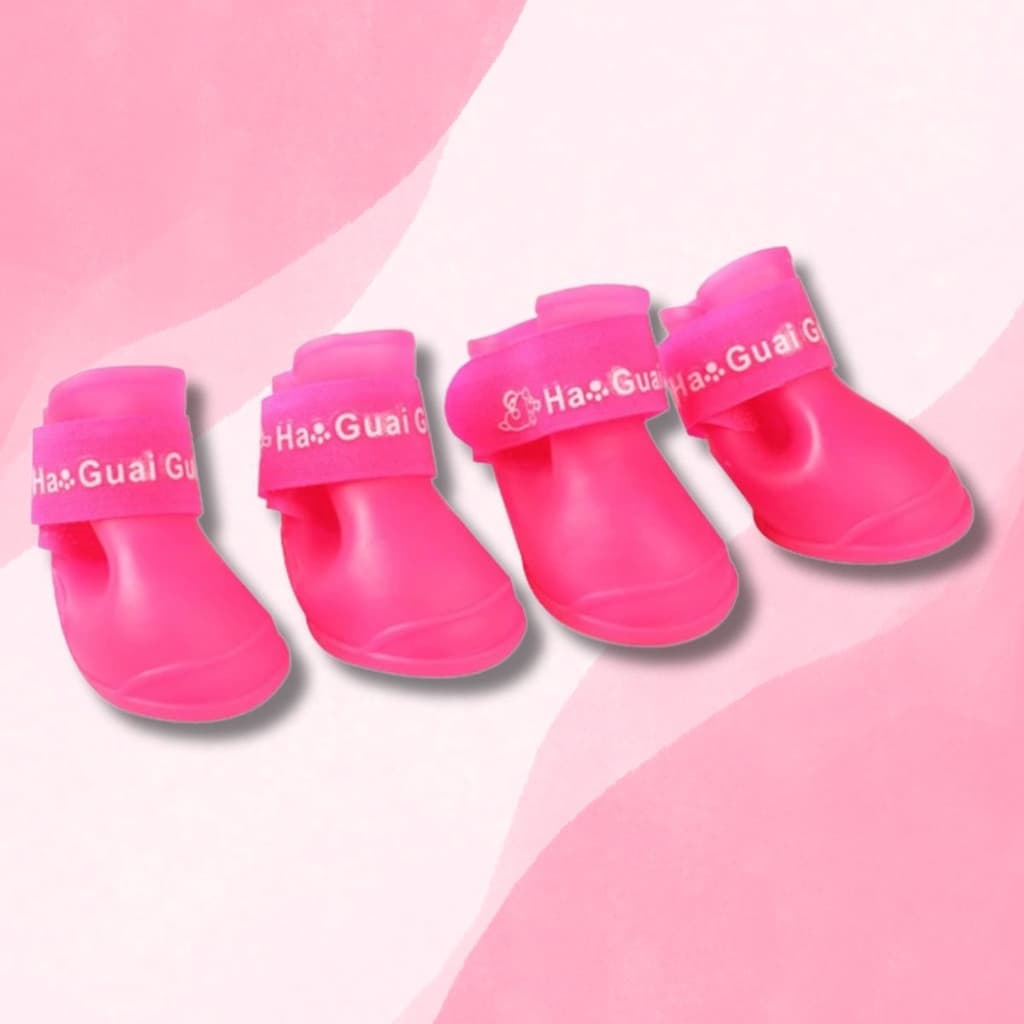 Bota Sapato de Cachorro Pet Botinha Protetor de Pata Rosa Silicone Antiderrapante Kit 04 Unidades