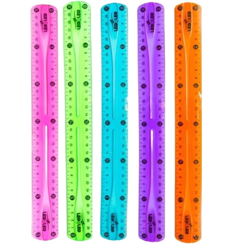 Régua Flexível 30cm Cores Sortidas Escolar Escritório Leo&Leo