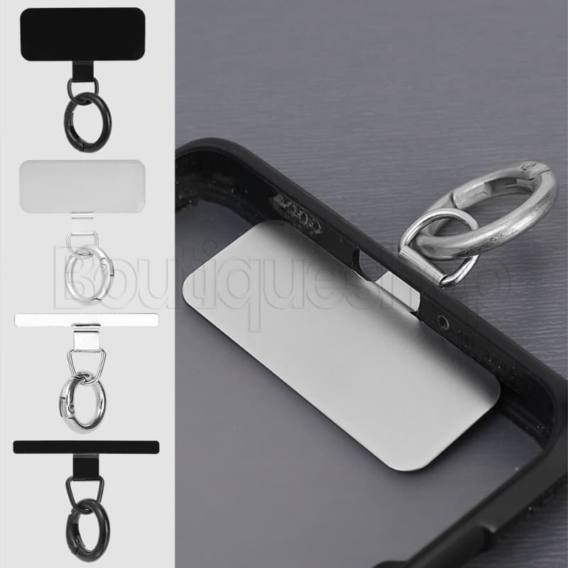 [Featured] Cartão De Cordão De Telefone Em Aço Inoxidável Anti-Perda-Clip Pad Ajustável Para Celular-Caixa Metálica Fixo-Patch De Corda Destacável-Acessórios Smartphone
