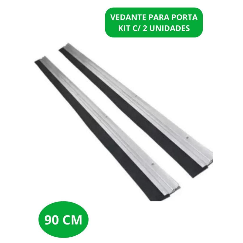 Kit 2 Veda Porta Protetor em Alumínio e Borracha 90 cm Vedante Impermeável