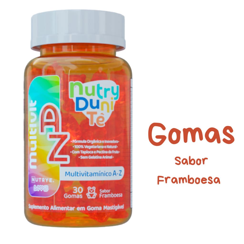 Multivitaminico Infantil em Gomas Polivitaminico Az Mastigáveis Gummy Kids Sabor Framboesa