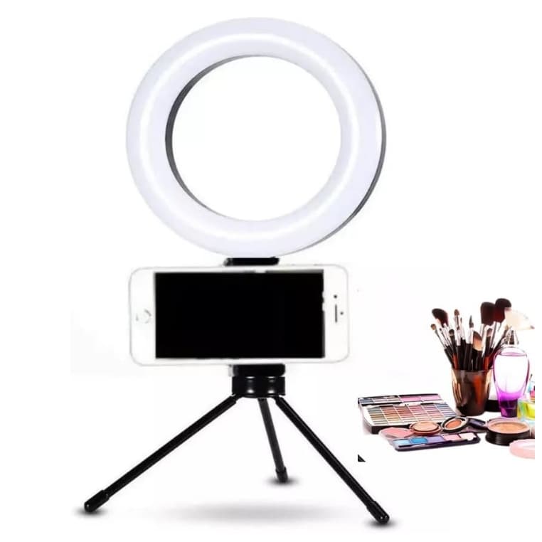 Ring Light Mesa Iluminador De Led 6 Polegadas Com Suporte Celular Para Mesa Anel Luz de 16CM Com Tripé Controle Multifuncional Profissional Original Envio Imediato