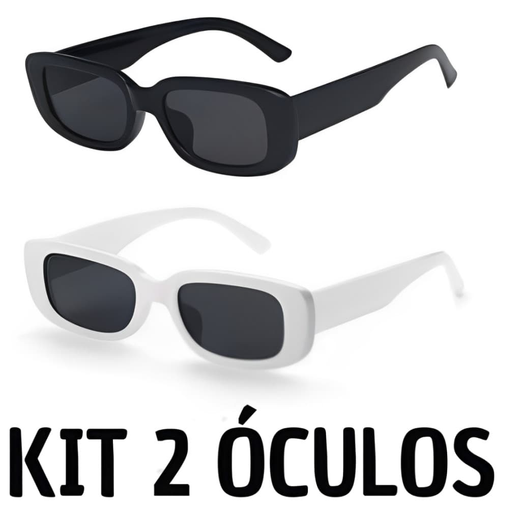 kit 2 óculos retro premium preto e branco