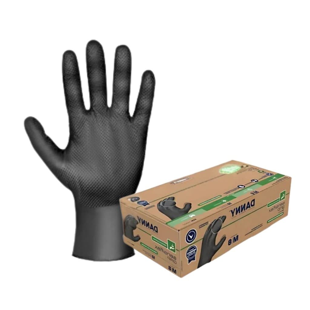 Luva Nitrílica Sensiflex Grip Preta Mecânico Reforçada 50 un