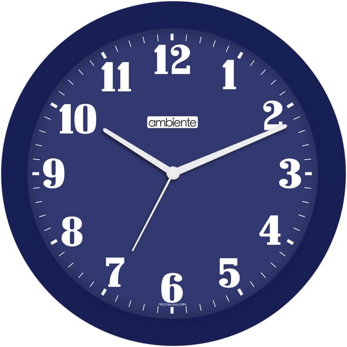 RELOGIO DE PAREDE FUNDO AZUL NRS BRANCOS 28CM REDONDO