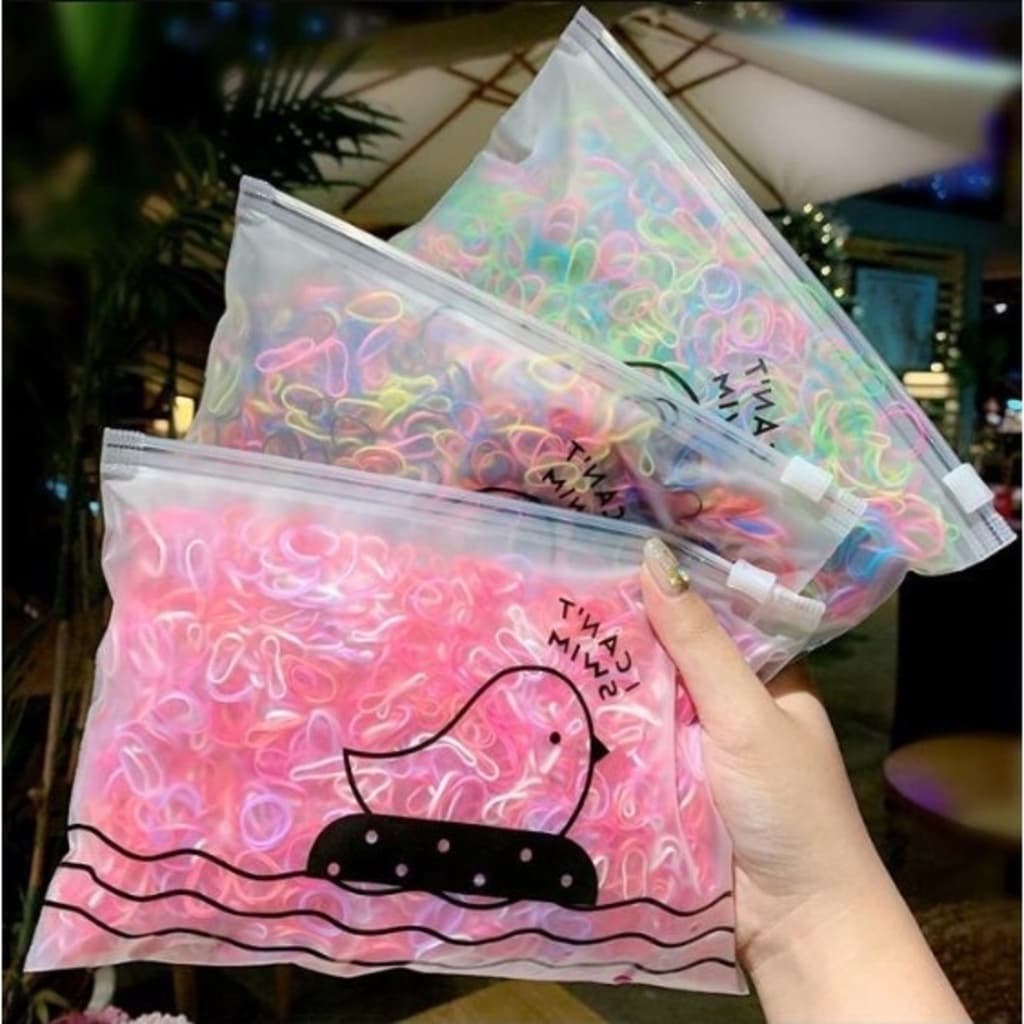 Peças 2000 Bolsa Elástico De Cabelo Feminino Descartável Multicolorido