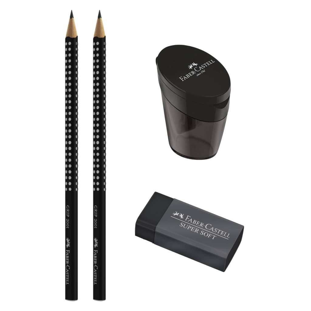 LÁPIS, BORRACHA E APONTADOR FABER-CASTELL - KIT ELIPSE