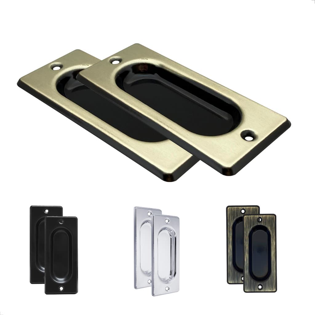 Par Puxador Concha de Embutir Para Janelas E Portas De Correr