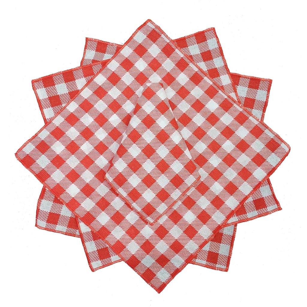 10 Guardanapos Xadrez Vermelho e Branco