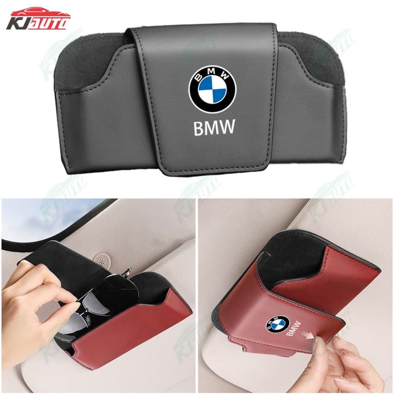 1 Peça Bmw Carro Sunshade Óculos De Sol Suporte De Saco De Armazenamento De Couro Gancho Clip Logotipo De Modificação De Para 3 Séries 5 X5 X3 X1 2 1 Série