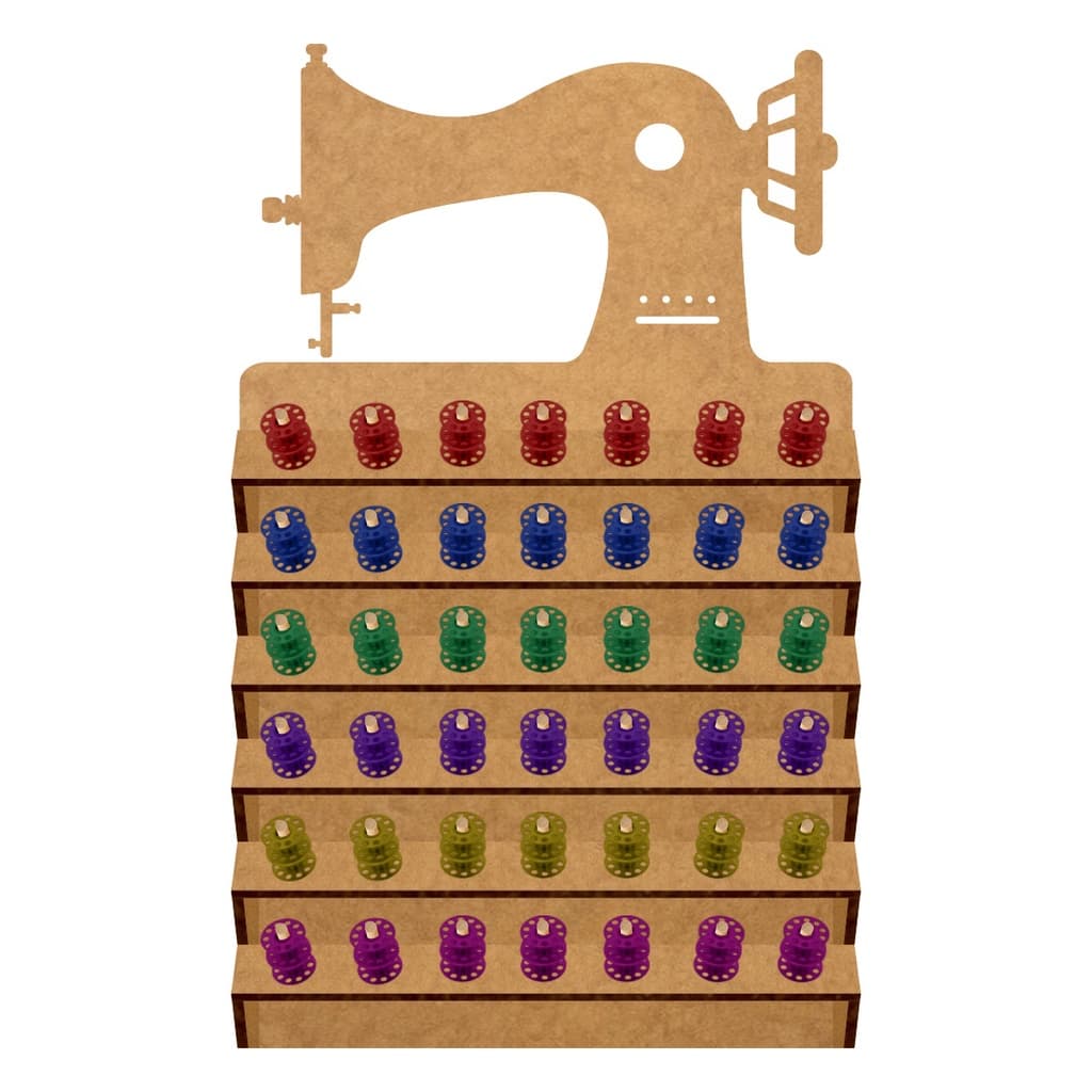 Organizador MDF De Bobinas Em Parede 42 Pinos Modelo Maquina De Costura