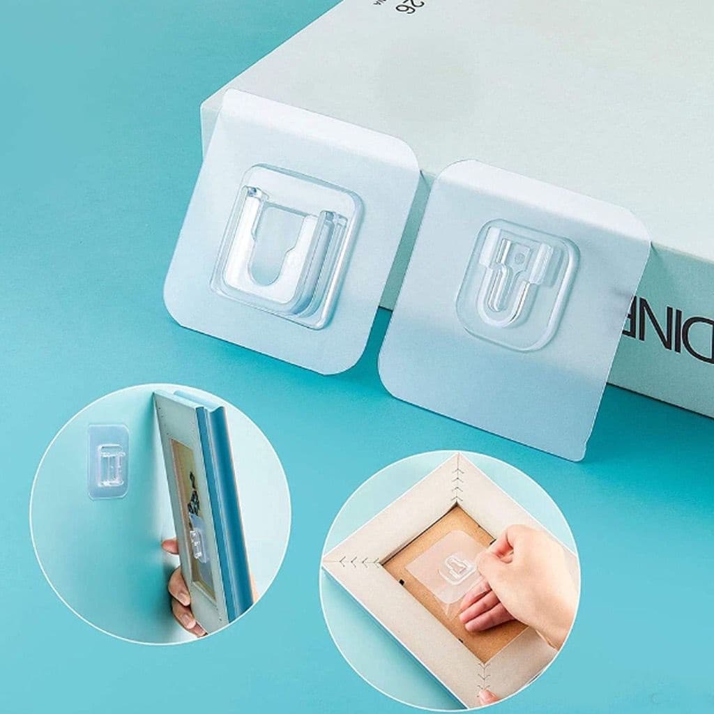 Gancho Adesivo Dupla Face 2/5/10/20 Pares Cola Forte Ate 8kg Sem Furos Pregos Para Banheiro, Cozinha