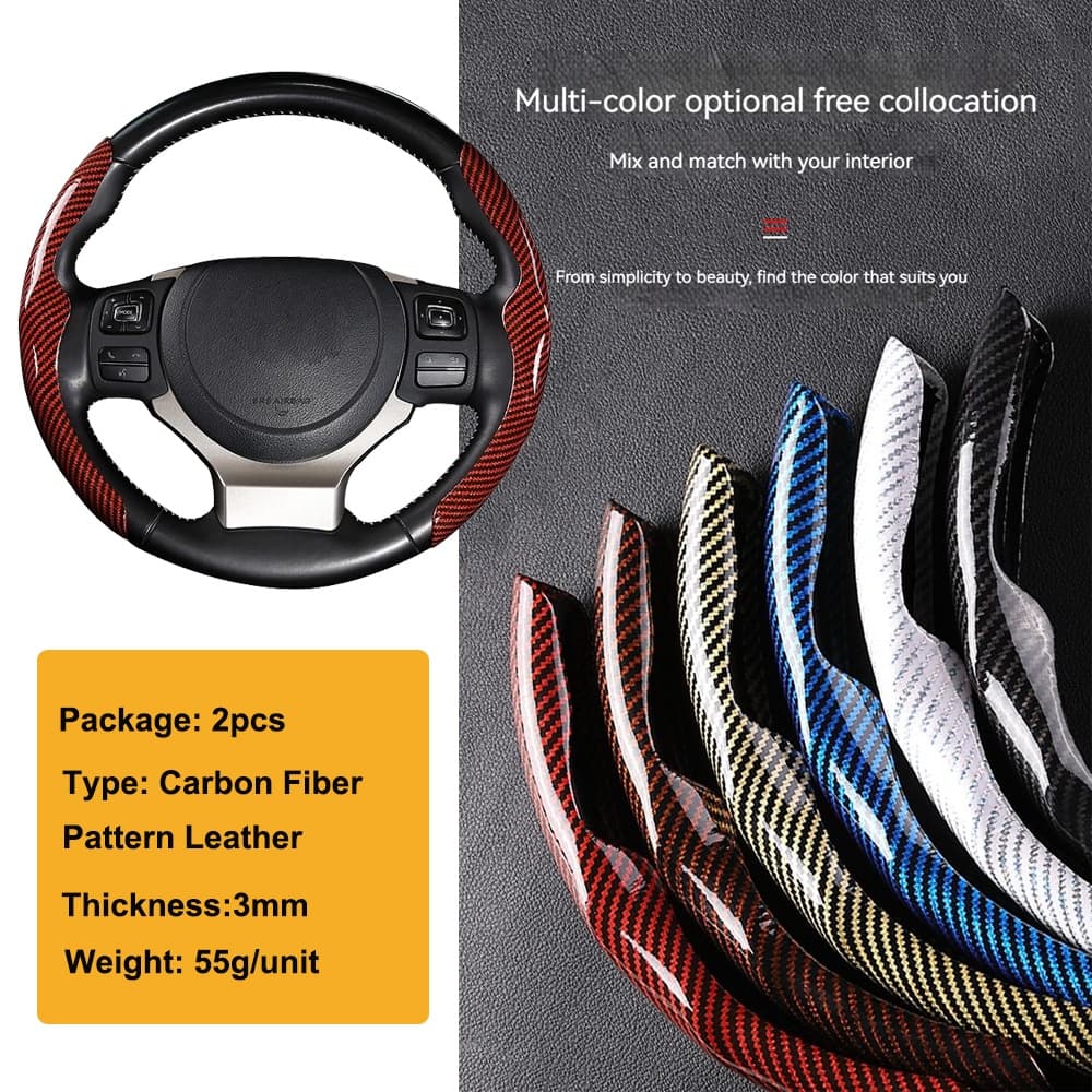 1Pair Capa De Direção Em Couro De Fibra De Carbono 1K Micro Fiber Leather PVC Wheel Booster Cover Non-Slip Universal