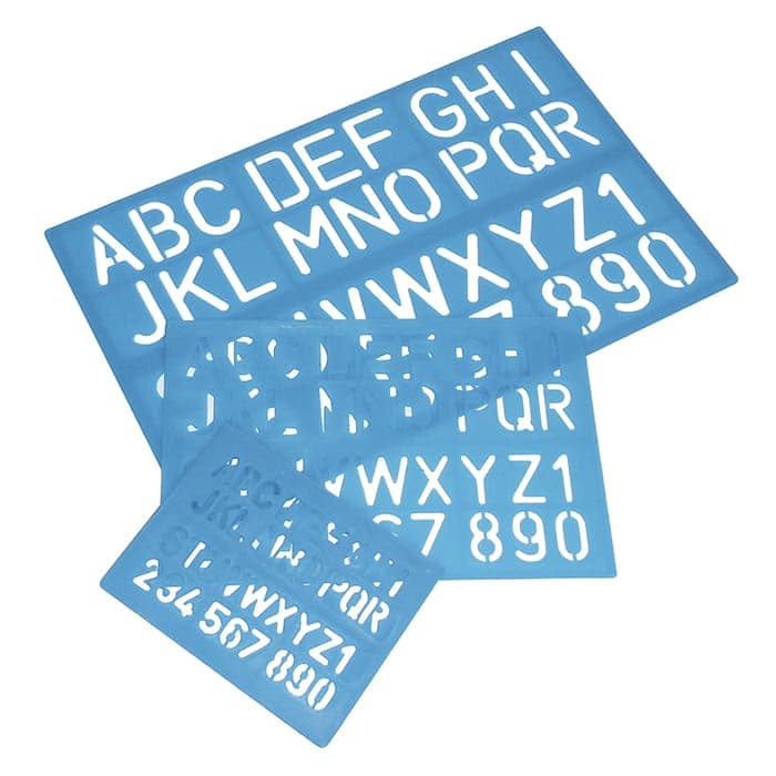 Kit com 3 Reguas de Letras e Numeros Vazados Normografo tamanho 10/20/30 cm Artplas