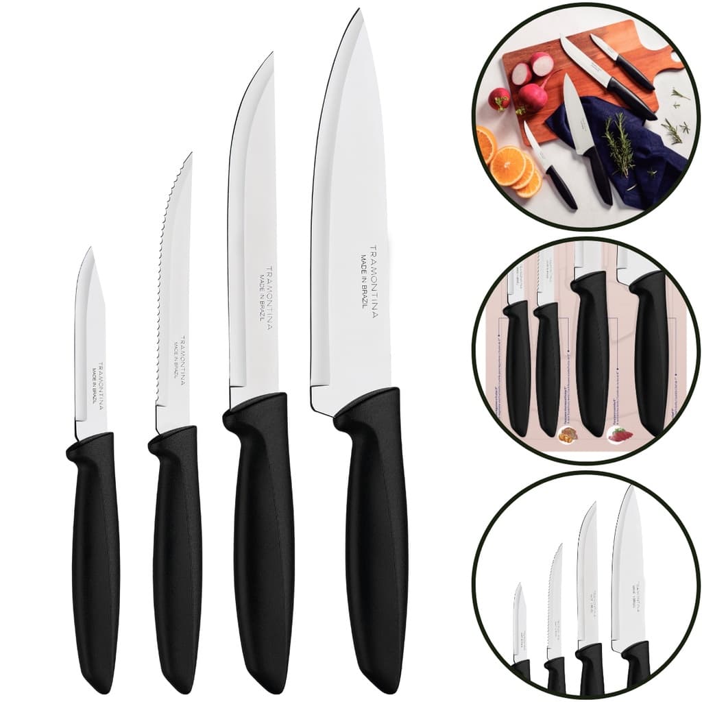 Jogo de Facas 04 Peças Tramontina Plenus Aço Inox Churrasco