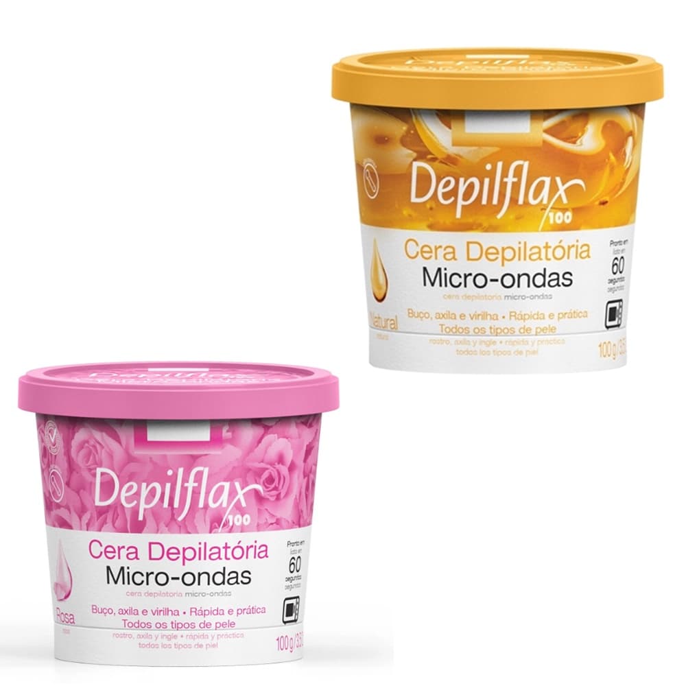 Cera Depilatória Depilflax Microondas 100g e 200g ( Natural, Rosas )