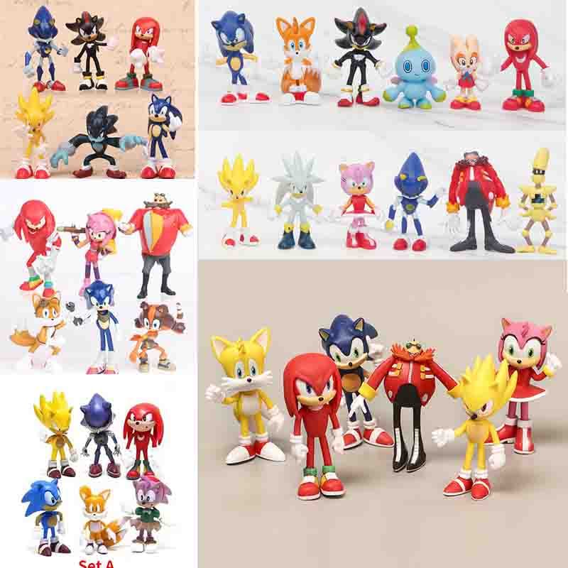 6,12 Pcs/Set Super Sonic Figura Geração 6 Brinquedos Ultra-Sônicos De Rato Miles Prower Amy Rose Ornamentns Gift
