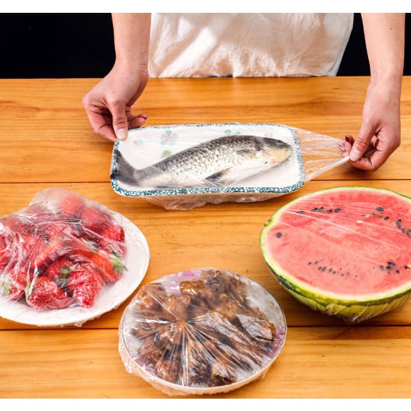 Kit com 100 Tampas de Plástico Descartáveis para Alimentos