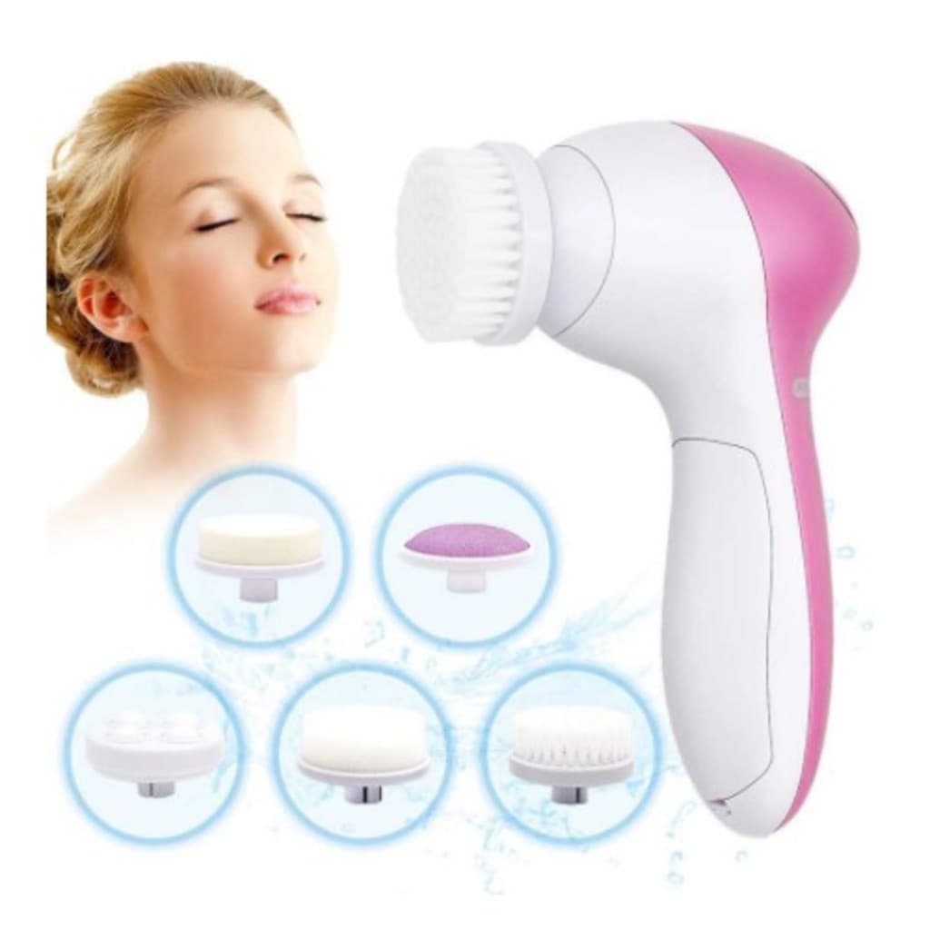 Escova Elétrica Limpeza Massageadora Facial Esfolia ção 5-em 1 / Aparelho de Limpeza Esfoliação