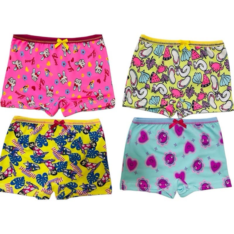 Kit com 10 Calcinhas Boxer Infantil de Microfibra com forro estampadas/ lisas