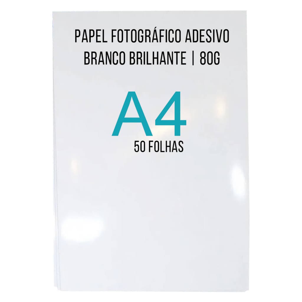 Papel Adesivo A4 80g Glossy 50 folhas 