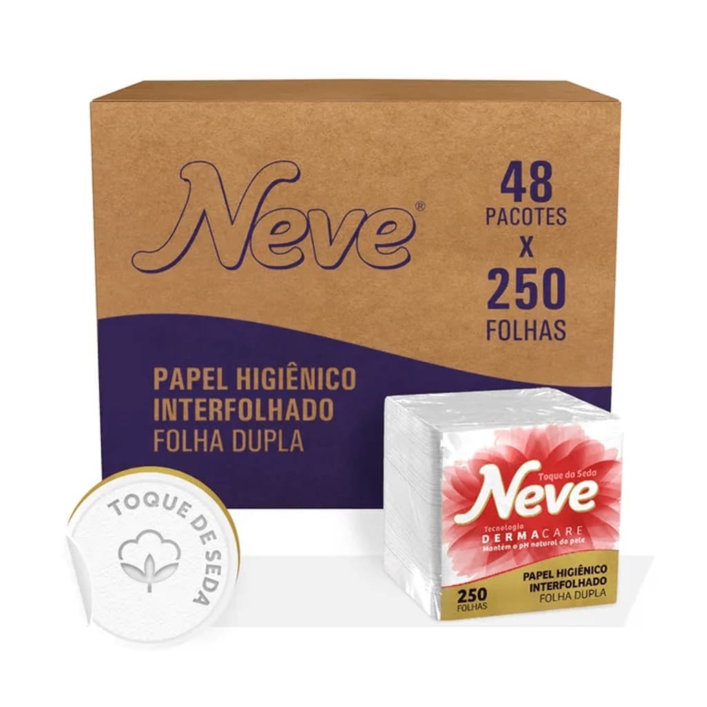 Papel Higiênico Interfolhado Folha Dupla com 12.000 unidades Neve