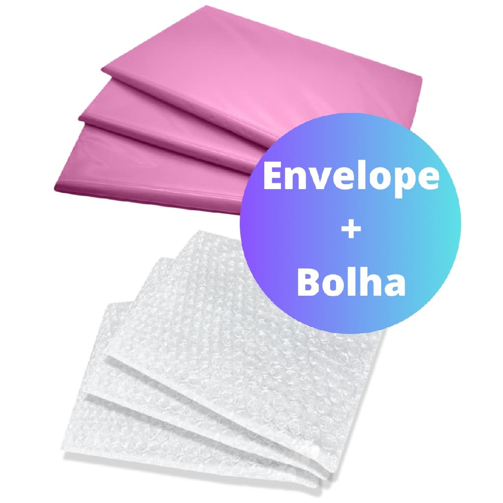 Envelope de Segurança 19x25 Rosa + Saco Plástico Bolha Separado 10 un