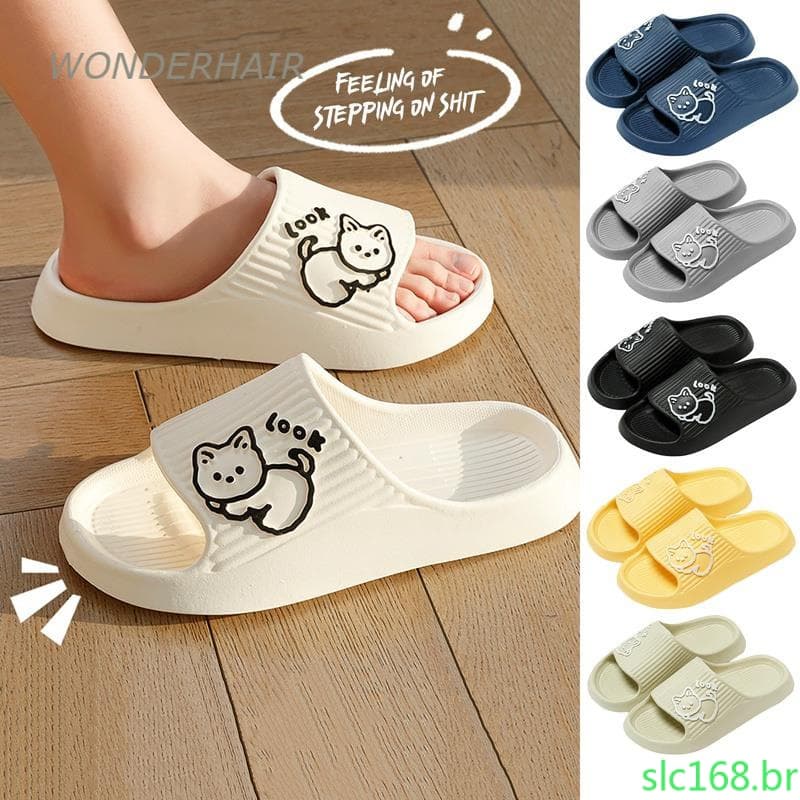Chinelos De Banho Para Gatos Macios Mulheres Em Ambientes Internos E Externos Praia Grossos 026