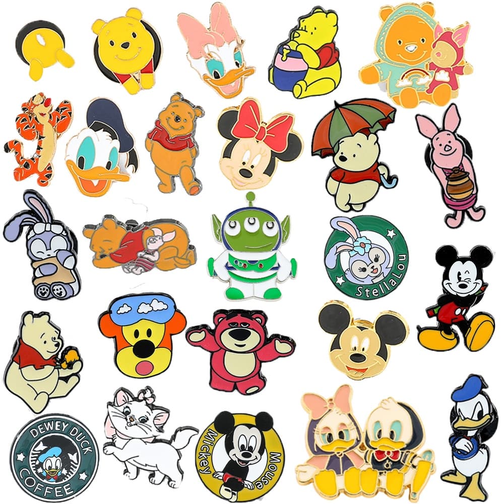 Kit De Brochura Disney Mickey Mouse Crachá Pato Donald Pino Esmalte Mochila Cartoon Acessórios