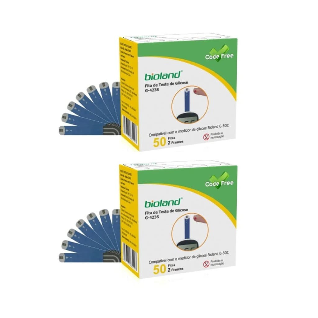 Tiras Para Medição de Glicose G-423S Bioland - 100 Unidades