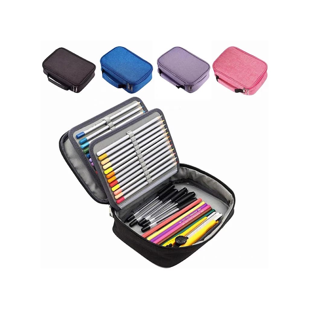 Estojo 72 Pens Escolar Box Nylon Com Alça Feminino/Masculino Organizador Com Divisórias Zíper Infantil