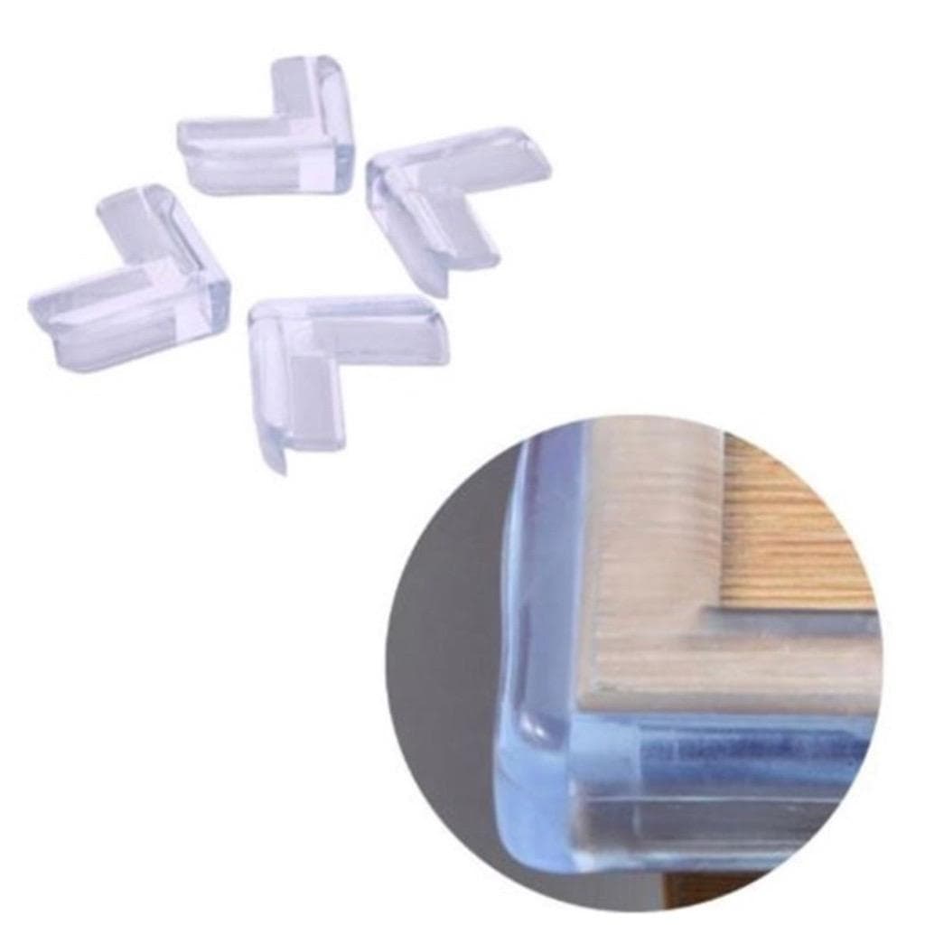 Kit 4  Protetores De Quina Canto Silicone Mesa Vidro Segurança Bebê