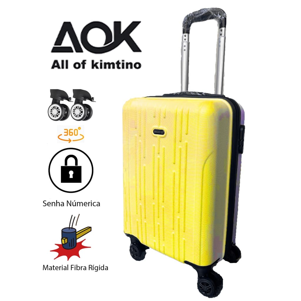 Mala De Bordo Viagem Nacional Internacional Com 4 Rodas 360º 9 kg Com Trava De Encaixe, Cadeado Embutido, Divisório Interno, Envio A Cor Aleatória