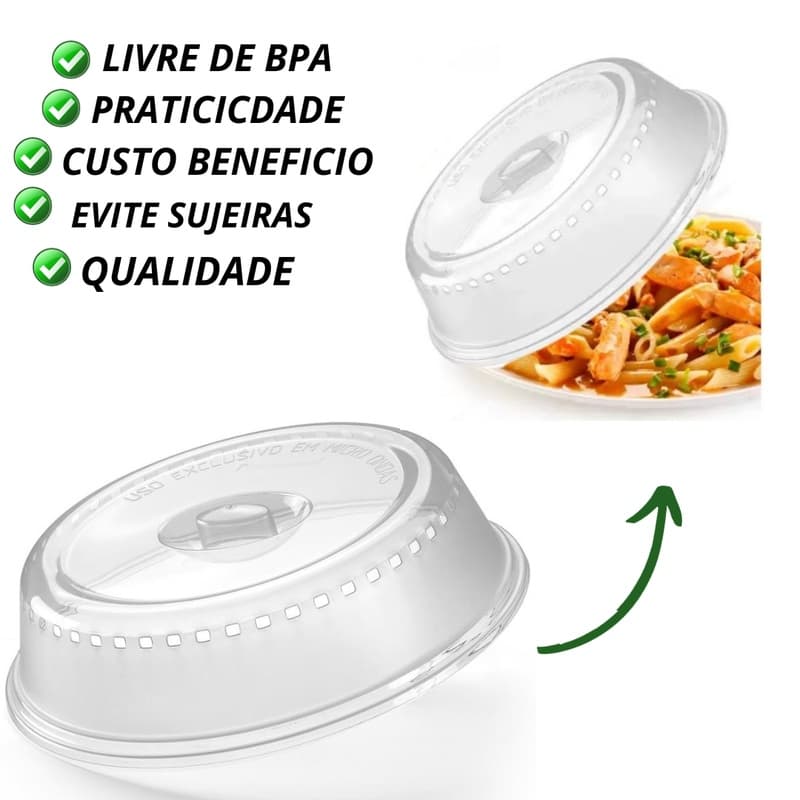 Tampa Para Microondas Protetora Alimentos Tamanho Padrão Super Resistente Material Atóxico