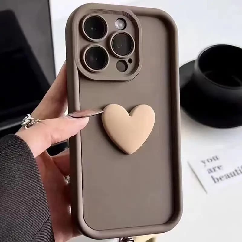 Bonito INS 3D Amor Coração Silicone Caso De Telefone Para iPhone 16 17 15 14 13 12 11 Pro Max 16e XR 7 8 Plus Capa À Pro