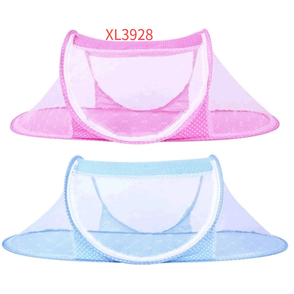 Berço Bebê Mini Portátil Com Mosquiteiro Tule Azul Rosa