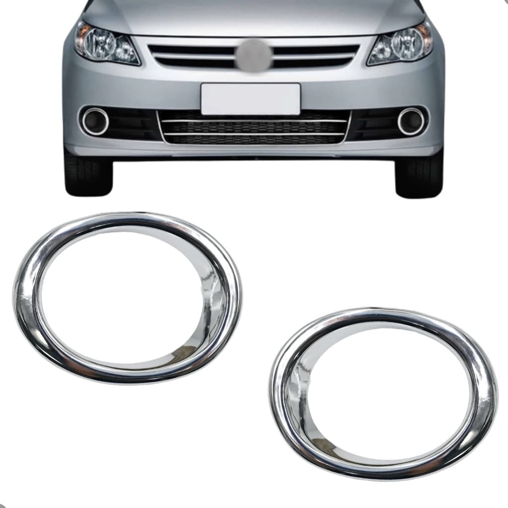 Par Aro Aplique Cromado Farol Milha Gol G5 Voyage Saveiro 2008 a 2012