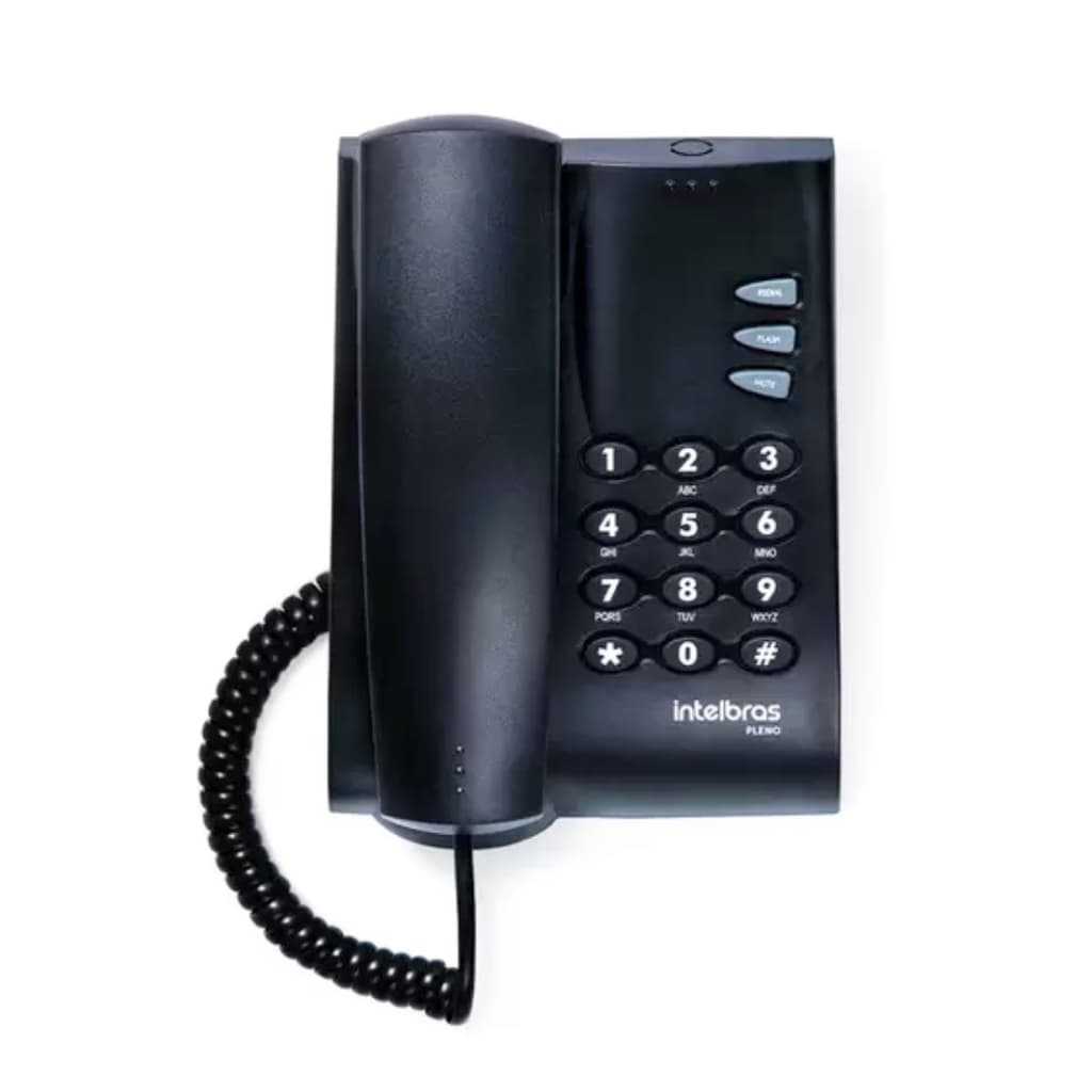 Telefone Fixo Com Fio Preto Pleno Intelbras Mesa Parede Casa Consultório Empresa Campainha