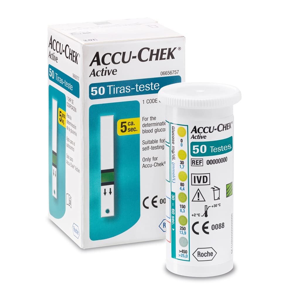 Tiras Teste Glicose Fita Medir Glicemia Accu Chek Active 50un