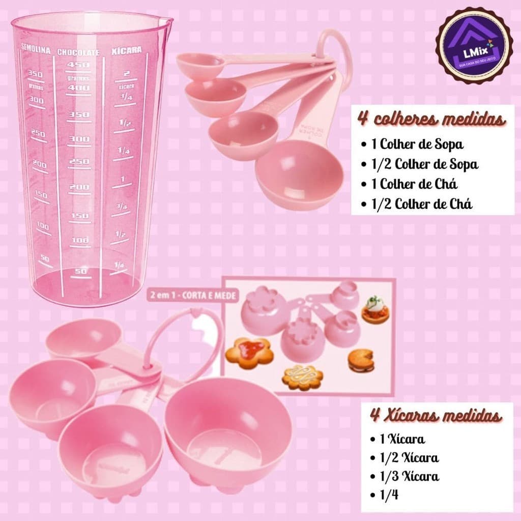 Kit Medidores 9 peças Copo Medidor dosador colher medidoras