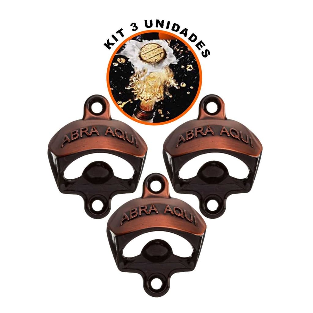 Kit 3 Abridores Garrafa De Parede Pequeno Vintage Abra Aqui